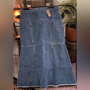 NATURAL LIFE Fitted Cotton Denim Maxi Skirt